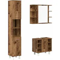 vidaXL 3-delige Badkamermeubelset bewerkt hout oud houtkleurig