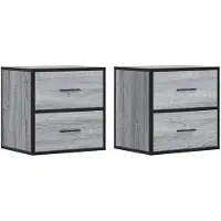 vidaXL Nachtkastjes 2st wandgemonteerd 40x31x39,5cm grijs sonoma eiken