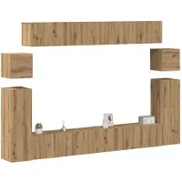 vidaXL 8-delig Tv-meubelset wandmontage bewerkt hout artisanaal eiken