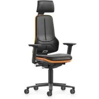 BIMOS Werkdraaistoel Neon XXL 9576, tot 180 kg, met hoofdsteun & armleuningen, synchroonmechanisme, stoffen bekleding, zwart-blauw