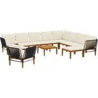 vidaXL 12 st Massief acaciahout & touw Naturel