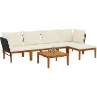vidaXL 6 st Massief acaciahout & touw Naturel
