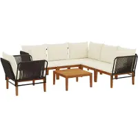 vidaXL 7 st Massief acaciahout & touw Naturel