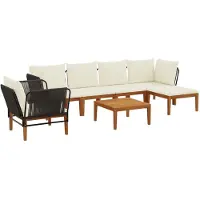 vidaXL 7 st Massief acaciahout & touw Naturel