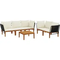 vidaXL 6 st Massief acaciahout & touw Naturel