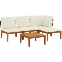 vidaXL 5 st Massief acaciahout & touw Naturel