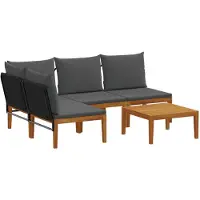 vidaXL 5 st Massief acaciahout & touw Naturel