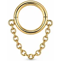 LGT JWLS Goudkleurige Segmentring Piercing met Enkele Ketting voor Neus en Kraakbeen - 8mm
