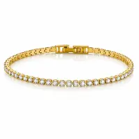 LGT JWLS Goudkleurige Dames Tennisarmband met Witte Zirkonia 2,5 mm - 18cm