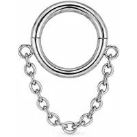 LGT JWLS Zilverkleurige Segmentring Piercing met Enkele Ketting voor Neus en Kraakbeen - 10mm