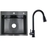 Faizee Home Future RVS Spoelbak Zwart 50x45x22 cm met Wave Kraan