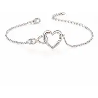 LGT JWLS Zilverkleurige Verstelbare Dames Armband met Hart, Infinitysymbool en Witte Zirkonia