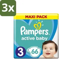 Pampers – Luiers – Active Baby Dry Maat 3 – 66 Luiers - Bulkverpakking - 3 stuks