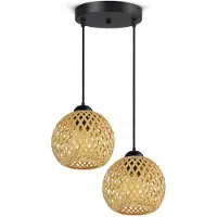 Luxolar Bamboe Hanglamp Zwart Gevlochten Boho Stijl LED E27