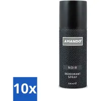 Amando 10 x - Noir - Deodorant - Spray - 150 ml - Noir Deodorant Spray - Deodorant Spray Voor Mannen - Klassieke Geur - Langdurige Bescherming - Mannelijke Geur