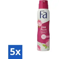 Fa Pflege 5 x - Pink Passion - Deodorant Spray - Roze Roos - 150 ml - Deodorant Spray - Anti-vlekken - Roze Roos - Huidvriendelijk - Frisheid