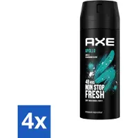 Axe 4 x - Deodorant Bodyspray - 48hrs Fresh - Apollo - Sage & Cedarwoord - 150 ml - Deodorant - Apollo - 48 Uur Bescherming - Frisheid - Geur