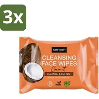 Sence 3 x - Coconut - Gezichtsreinigingsdoekjes - Verzorgend - 20 Doekjes - Gezichtsreinigingsdoekjes - Kokos - Huidverzorging - Make-up Verwijderen - Hydrateren