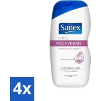 Sanex 4 x Dermo - Pro Hydraterend - Douchecrème - Zeer Droge Huid - 500 ml - Dermo Pro - Hydraterende Douchecrème - Droge Huid - Douchecrème - Hydratatie