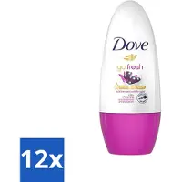 Dove 12 x - Deodorant - Roller Go Fresh Acai Berry & Waterlily - Frisse geur - 50 ml - Açaí Berry & Waterlily - Frisheid - Anti-transpirant - Roll-on Deodorant - Okselhuid Verzorging
