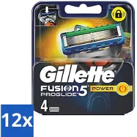 Gillette 12 x - Fusion 5 ProGlide Power - Precisie en comfort - 4 Navulscheermesjes - Scheermesjes - Scheren - Scheren Mesjes - Scheren Voor Mannen - Scheren Comfort