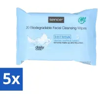 Sence 5 x - Normale Huid - Gezichtsreinigingsdoekjes - Mild Reinigend - 20 Doekjes - Gezichtsreinigingsdoekjes - Normale Huid - Reinigingsdoekje - Make-up Verwijderen - Huid Reinigen
