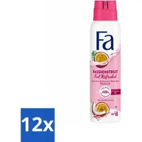 Fa 12 x – Deodorant Spray – Passion Fruit – 150 ml - Deodorant Spray - Passievrucht - Zweetbestendig - Fris - Geur