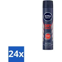Nivea 24 x MEN – Anti-transpirant spray – Dry Impact – 200 ml - Anti-transpirant Spray - Zweet En Geur - 72u Bescherming - Zweetvorming - Geurvermindering