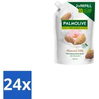 Palmolive 24 x – Handzeep Navulling – Naturals Almond Milk – 500 ml - Handzeep Navulling - Amandelmelk - Vegan Handzeep - Verzorgende Handzeep - Handen Reinigen