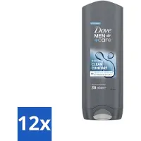 Dove 12 x Douchegel Men+ Care Clean Comfort 250 ml - Douchegel - Fris - Energieke Geur - Hydraterende Douchegel - Zachte Huid