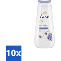 Dove 10 x – Douchecrème – Anti-Stress – 225 ml - Douchecrème Anti-stress - Ontspannende Douche - Droge Huid Verzorging - Blauwe Kamille - Havermelk