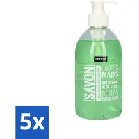 Sence 5 x - Refreshing Aloe Vera - Handzeep - Savon - 500 ml - Aloe Vera Handzeep - Handzeep Aloe Vera - Aloe Vera Handverzorging - Vloeibare Handzeep - Aloe Vera Geur