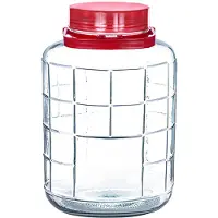 Alessandro XXL voedsel opslag container - glas - 12 liter - afsluitdop en hengsel - transparant/rood - Weckpotten - Opslagpotten - 24 x 36 cm