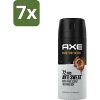 Axe 7 x - Deodorant Spray - 72hrs Anti Sweat - Dark Temptation - 150 ml - Anti-sweat Spray - 72 Uur Bescherming - Zweetvoorkomend - Geur Chocolade - Kruiden Geur