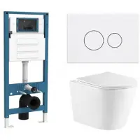 Qeramiq Dely Toiletset - inbouwreservoir Flush - slim zitting - kunststof glans witte bedieningsplaat - ronde knoppen - glans wit SW1026255/SW1448813/SW1159504/SW706186