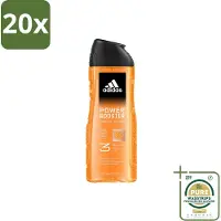 Adidas 20 x Shower Gel Power Booster 250 ml - Grootverpakking - Douchegel - 3-in-1 - Frisheid - Sport - Gezicht