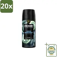 Axe 20 x Deodorant Bodyspray Aqua Bergamot 150 ml - Grootverpakking - Aqua Bergamot - Deodorant Bodyspray - 72 Uur Bescherming - Onweerstaanbare Geur - Premium Geur