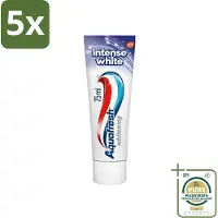 Aquafresh 5 x Tandpasta Intense White 75 ml - Grootverpakking - Tandpasta - Witte Tanden - Tanden Reinigen - Vlekken Verwijderen - Gezond Tandvlees