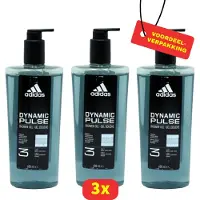 Adidas Dynamic Pulse 3-in-1 Douchegel met Pomp – Lichaam, Gezicht & Haar – 3x 600 ml - Voordeelverpakking!