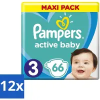 Pampers – Luiers – Active Baby Dry Maat 3 – 66 Luiers - Voordeelverpakking - 12 stuks