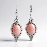 Cavill - Zilveren Oorbellen met Roze Opaal - 925 Sterling Zilver - Ovale Cabochon Opalen 11,61 ct - Elegante Handgemaakte Oorbellen - Desert Chic