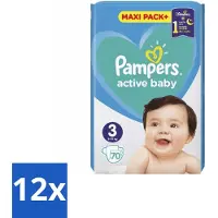 Pampers – Luiers – Active Baby Maat 3 – 70 Luiers - Voordeelverpakking - 12 stuks