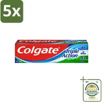 Colgate 5 x Tandpasta Triple Action 100 ml - Grootverpakking - Tandpasta - Gaatjes - Wittere Tanden - Frisse Adem - Mondverzorging