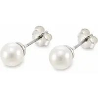 Behave Parel Oorstekers 6 mm Wit – Kleine Glasparel Oorbellen Meisjes & Dames – Tweede Gaatje – Nikkelvrij – Zilverkleurig