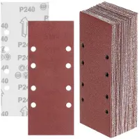 Famanu – Set van 50 schuurpapier 93 x 230 mm, 8 gaten, korrel 40/60/80/120/240, geschikt voor multischuurmachines