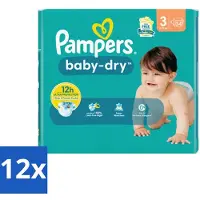Pampers – Luiers – Baby-Dry Maat 3 (6-10 kg) – 34 Luiers - Voordeelverpakking - 12 stuks