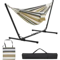 Famanu – Hangmat met frame voor 2 personen, verstelbare lengte van 310/320/330 cm, 200 kg belastbaar, ideaal voor tuin, camping en strand