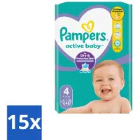 Pampers – Luiers – Active Baby Maat 4 – 46 Luiers - Bulkverpakking - 15 stuks