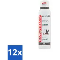 Borotalco - Deodorant Spray - Invisible - Barrier Effect Talc - 0% Alcohol - 150 ml - Voordeelverpakking - 12 stuks