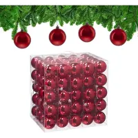 Famanu – Set van 100 kerstballen van kunststof, glanzend, Ø 6 cm, onbreekbaar, rood, perfect voor feestelijke decoratie